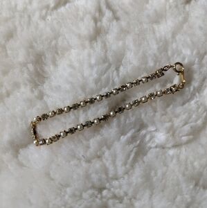 Faux pearl and diamond gold bracelet